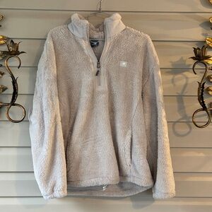 New Balance Cream Sherpa Quarter-Zip Pullover